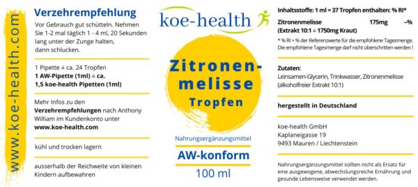 Zitronenmelisse_Etikette Zitronenmelisse-Tropfen